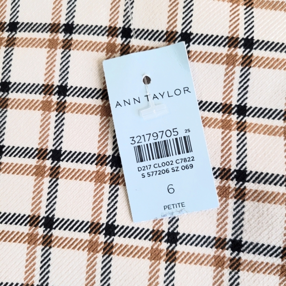 Ann Taylor Petite Plaid Sheath with Faux Leather Trim- NWT - Picture 6 of 12